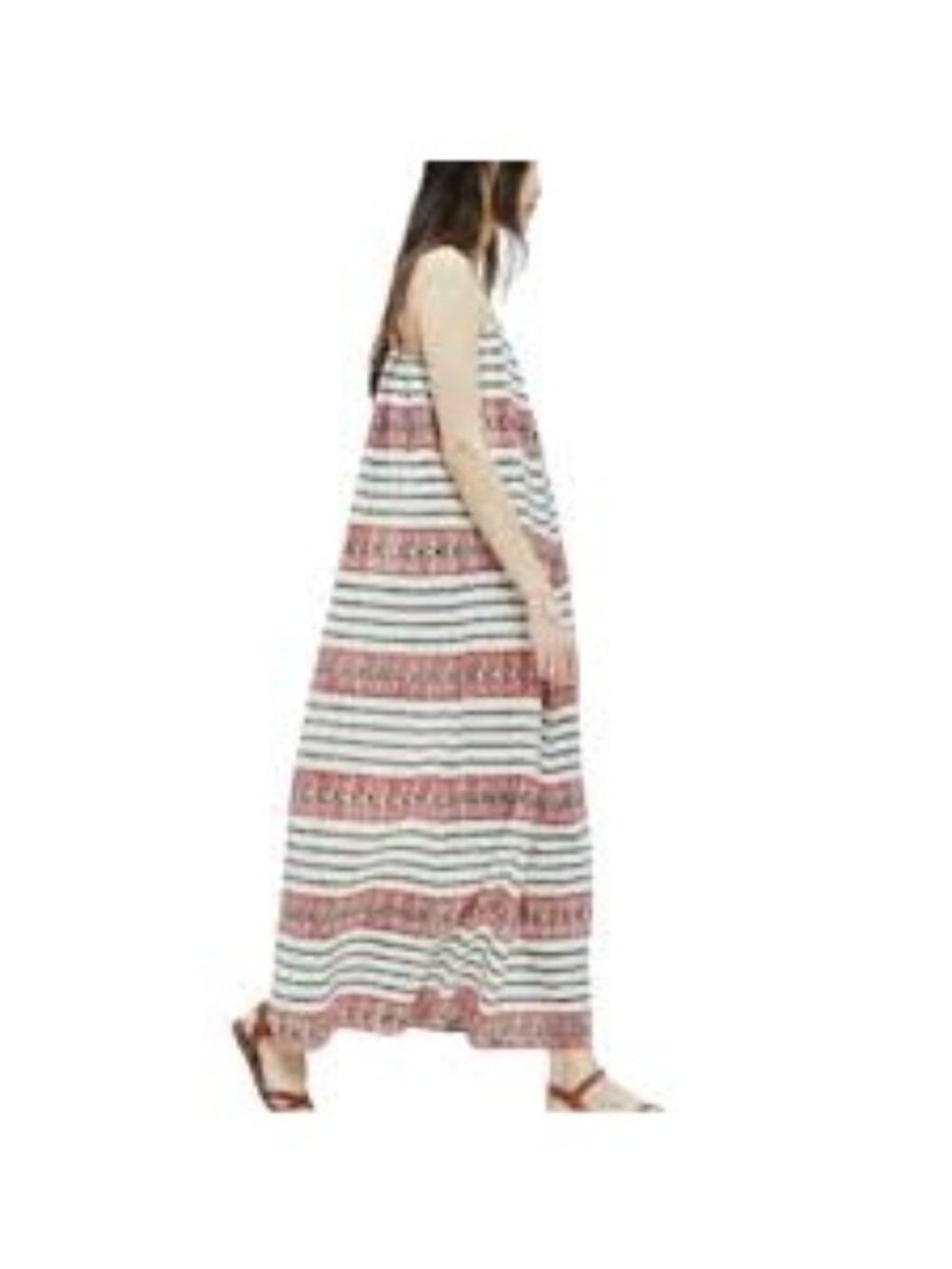 Madewell Women's Red White Sicily Cotton Tribal Print Maxi Dress Size M 3577 - Picture 7 of 13